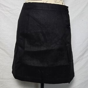 ​Sky to Moon Black 100% Linen Button-Detail Mini Skirt - Size L